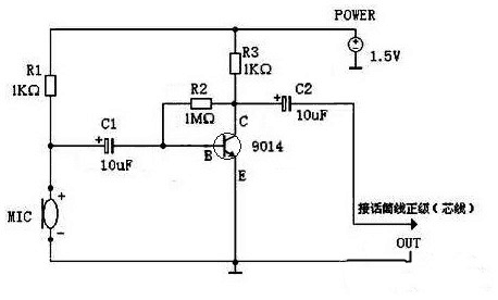 Schematic diagram of electret microphone working principle