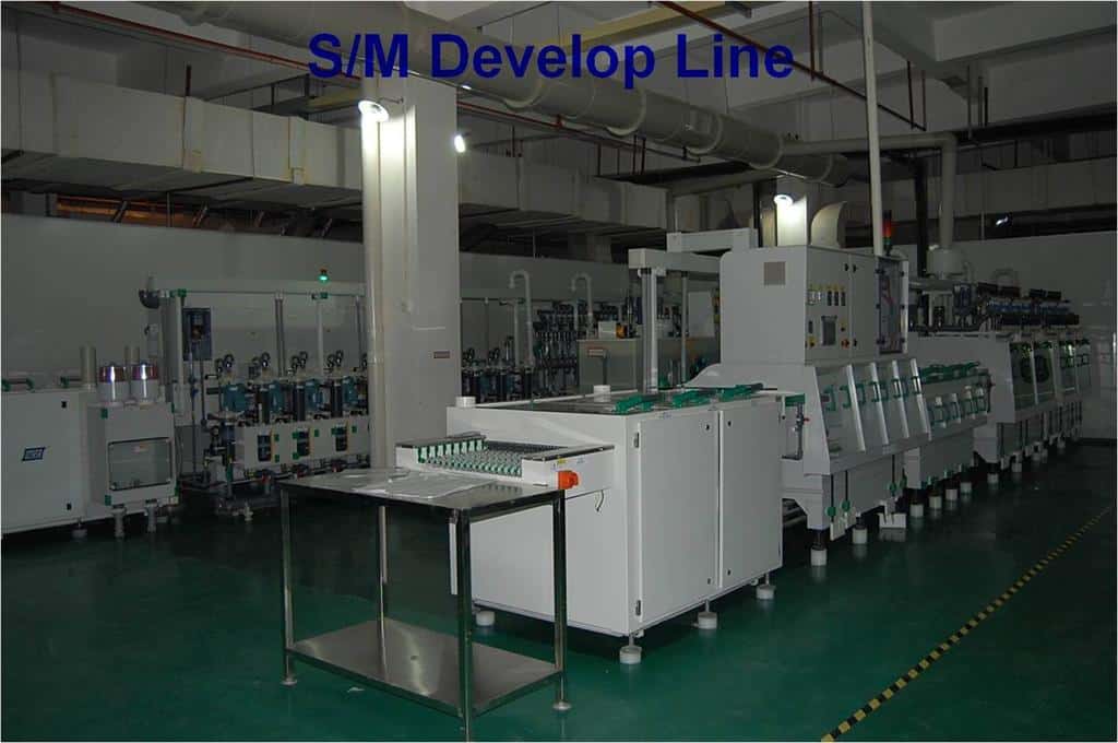 PCB solder mask develop line