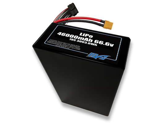 A MaxAmps LiPo 46000mAh 18S 2P 66.6 volt battery pack